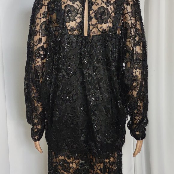 Carina 1920s style black lace beaded mini dress size M - Picture 4 of 8